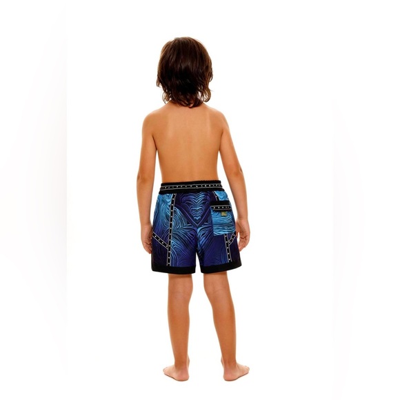 NWT Agua Bendita Luke Eter Celestial Swim Trunk Blue & Purple Kids Size 6 - Picture 2 of 7